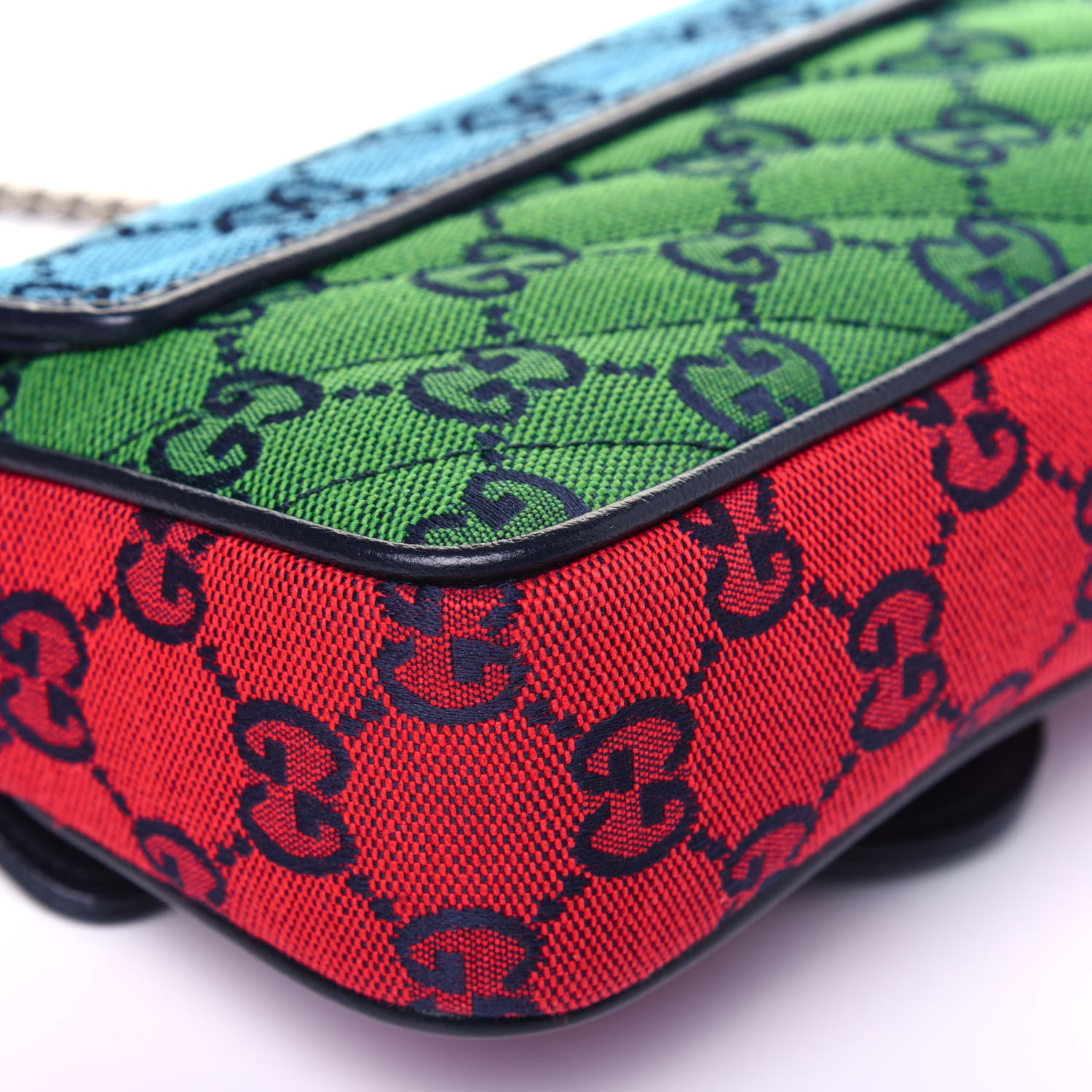 Gucci Monogram Multicolor Matelasse Diagonal Super Mini GG Marmont Shoulder Bag Light Blue Pink Blue Green Red 10 of 12