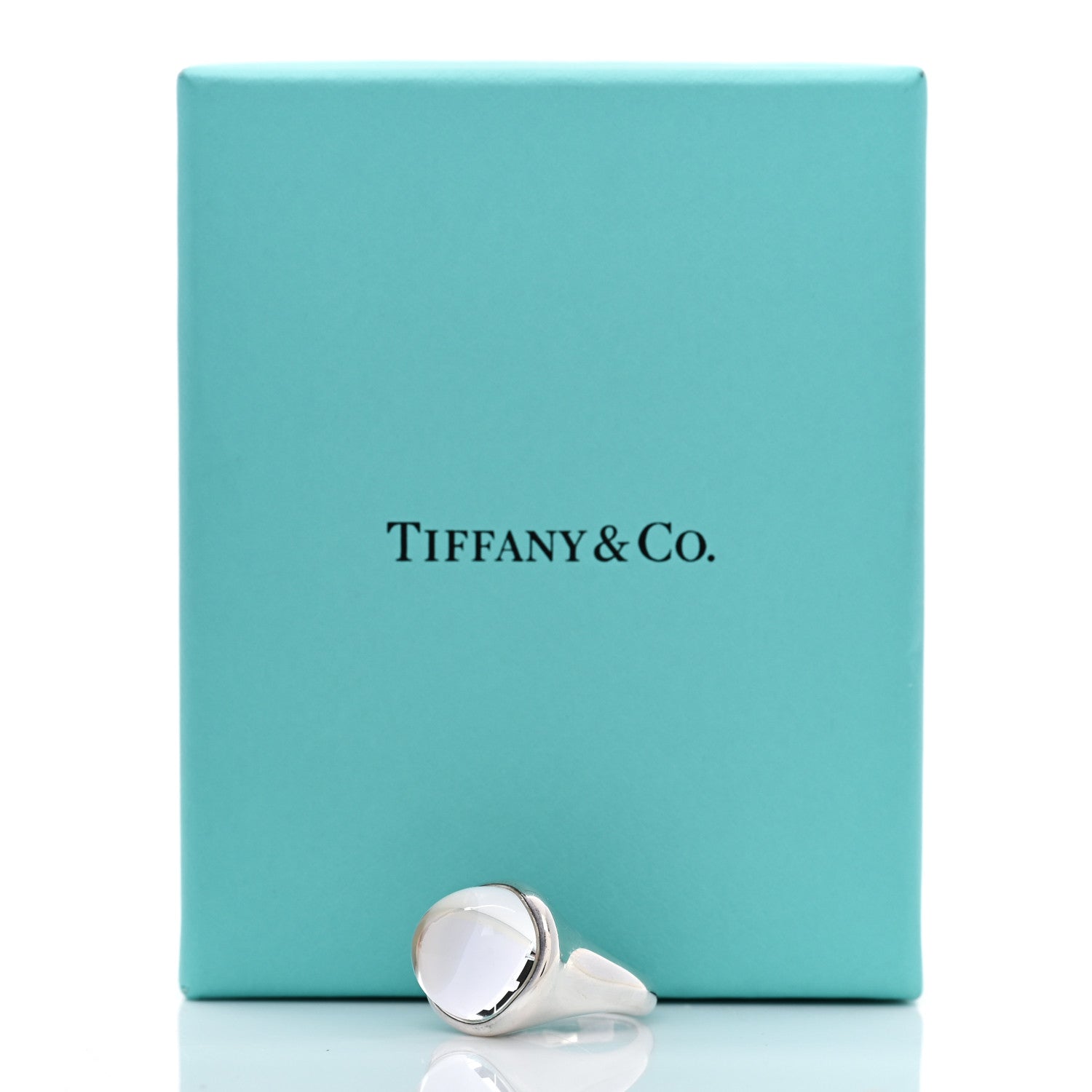 Tiffany Sterling SIlver Crystal Elsa Peretti Cabochon Ring 52 6 6 of 6