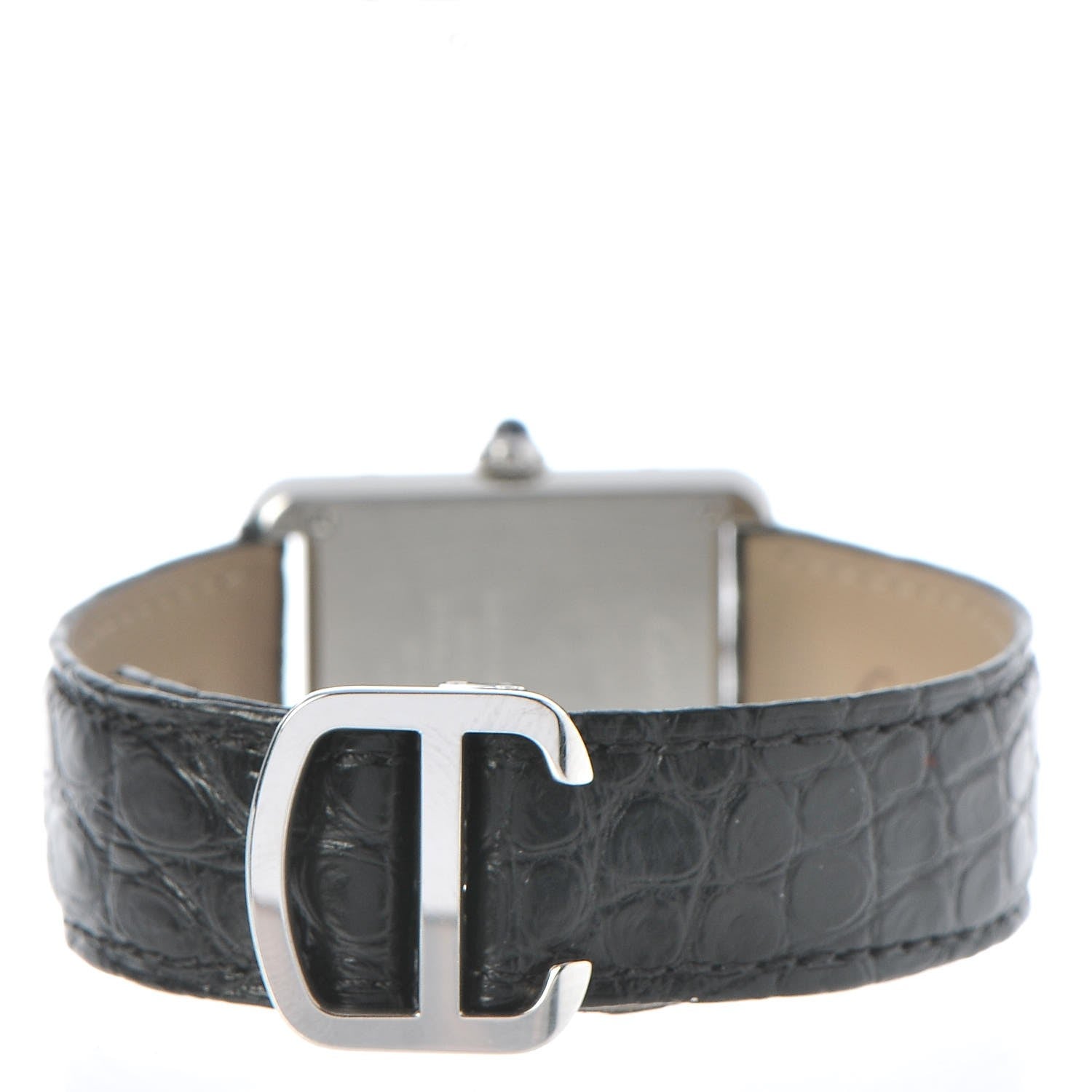 Cartier Stainless Steel Alligator 24mm Tank Solo Quartz Watch 3 of 10
