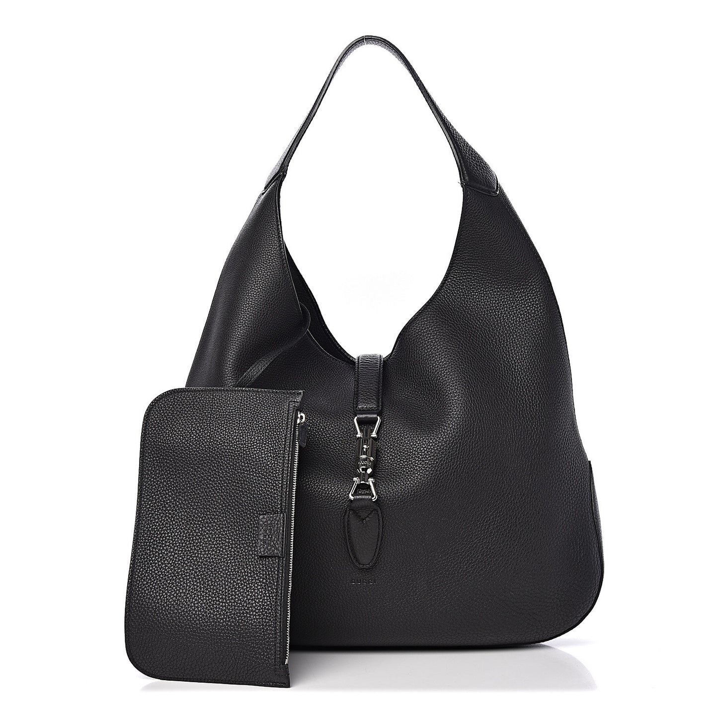 Soft Grained Calfskin Large Jackie Hobo Black