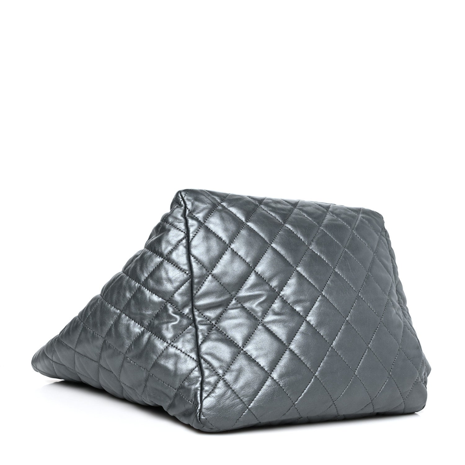 Chanel Metallic Lambskin Quilted Large Week End on Mars Tote Dark Grey 5 of 15