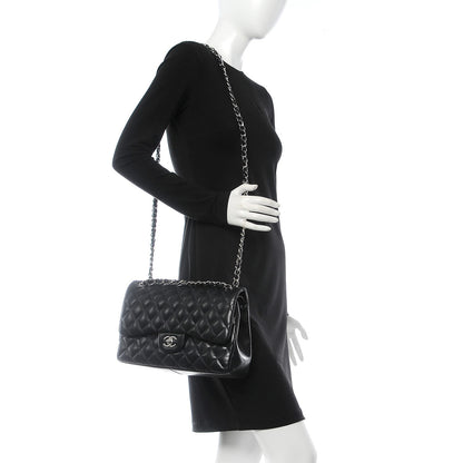 Chanel Lambskin Quilted Jumbo Double Flap Black 2 of 8
