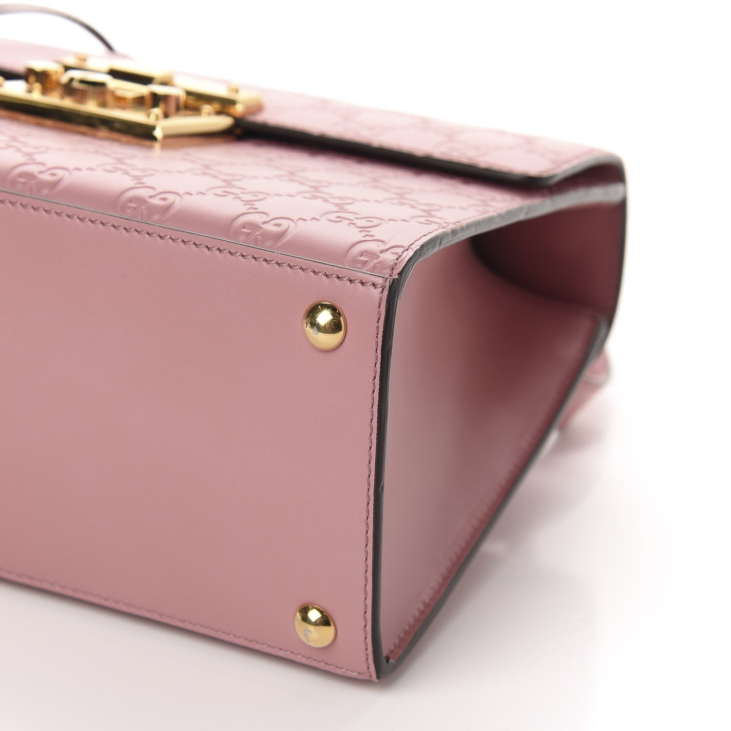 Gucci Guccissima Signature Small Padlock Top Handle Bag Rose Baby Candy 7 of 10
