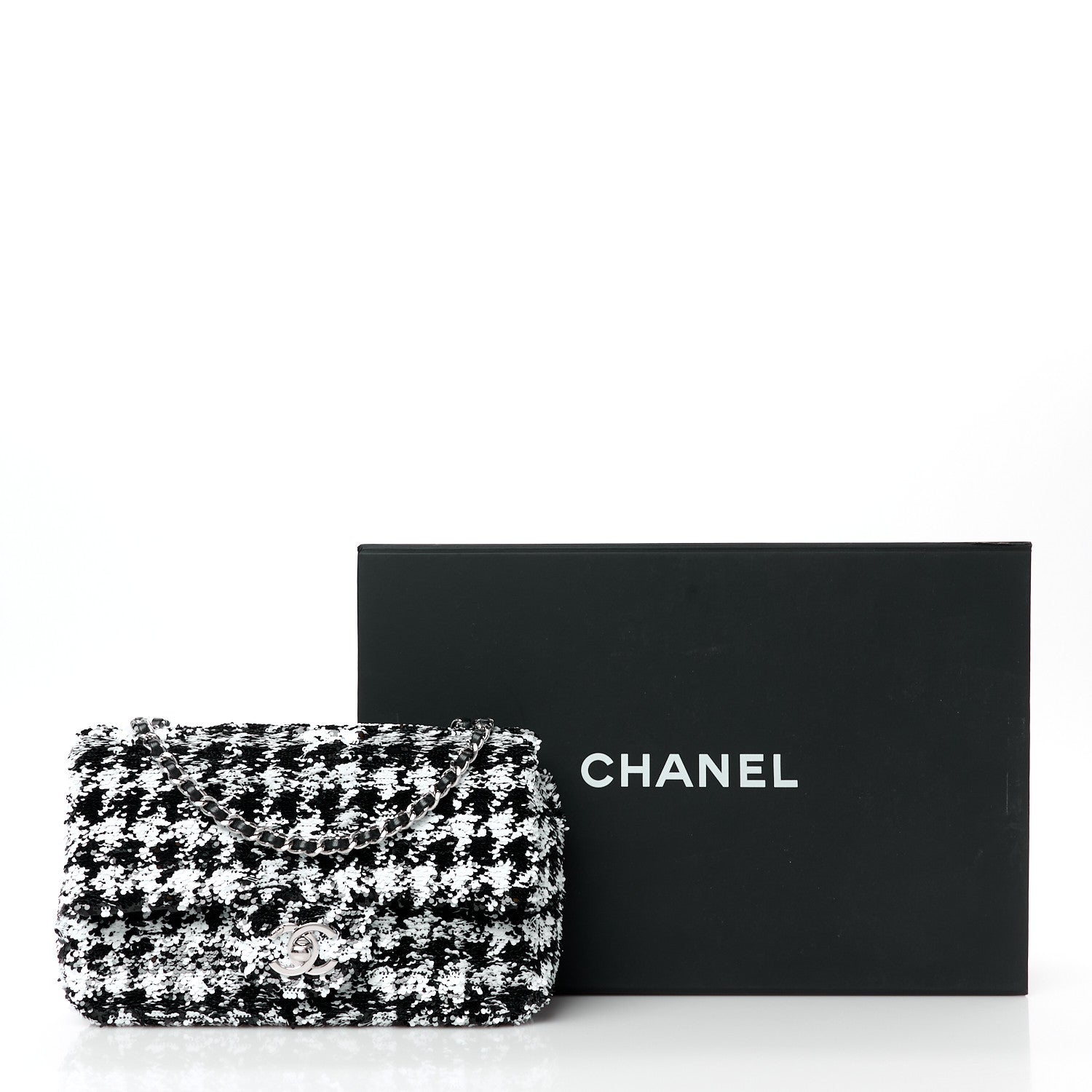 Chanel Sequin Houndstooth Small Flap Black White 1744157