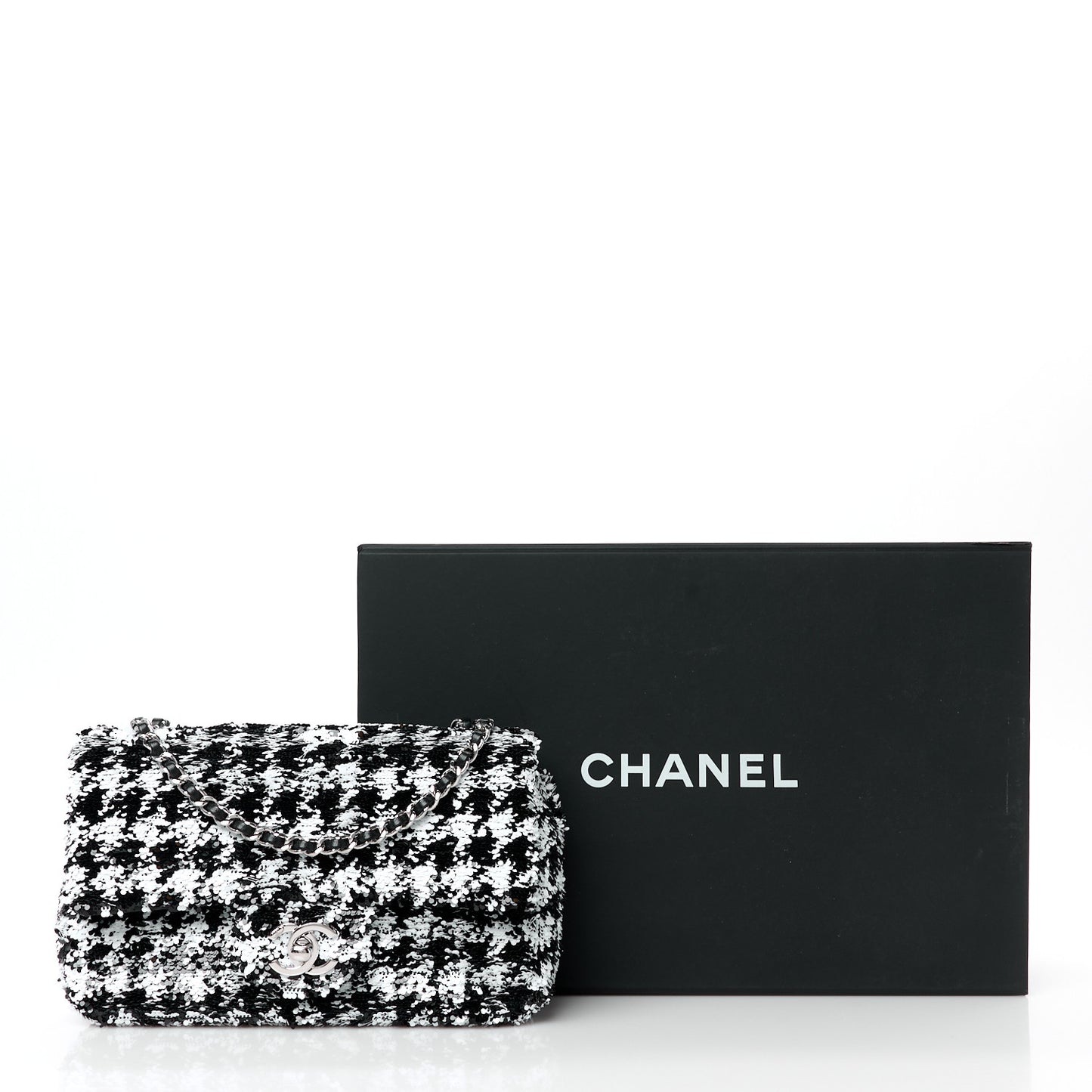 Sequin Houndstooth Small Flap Black White