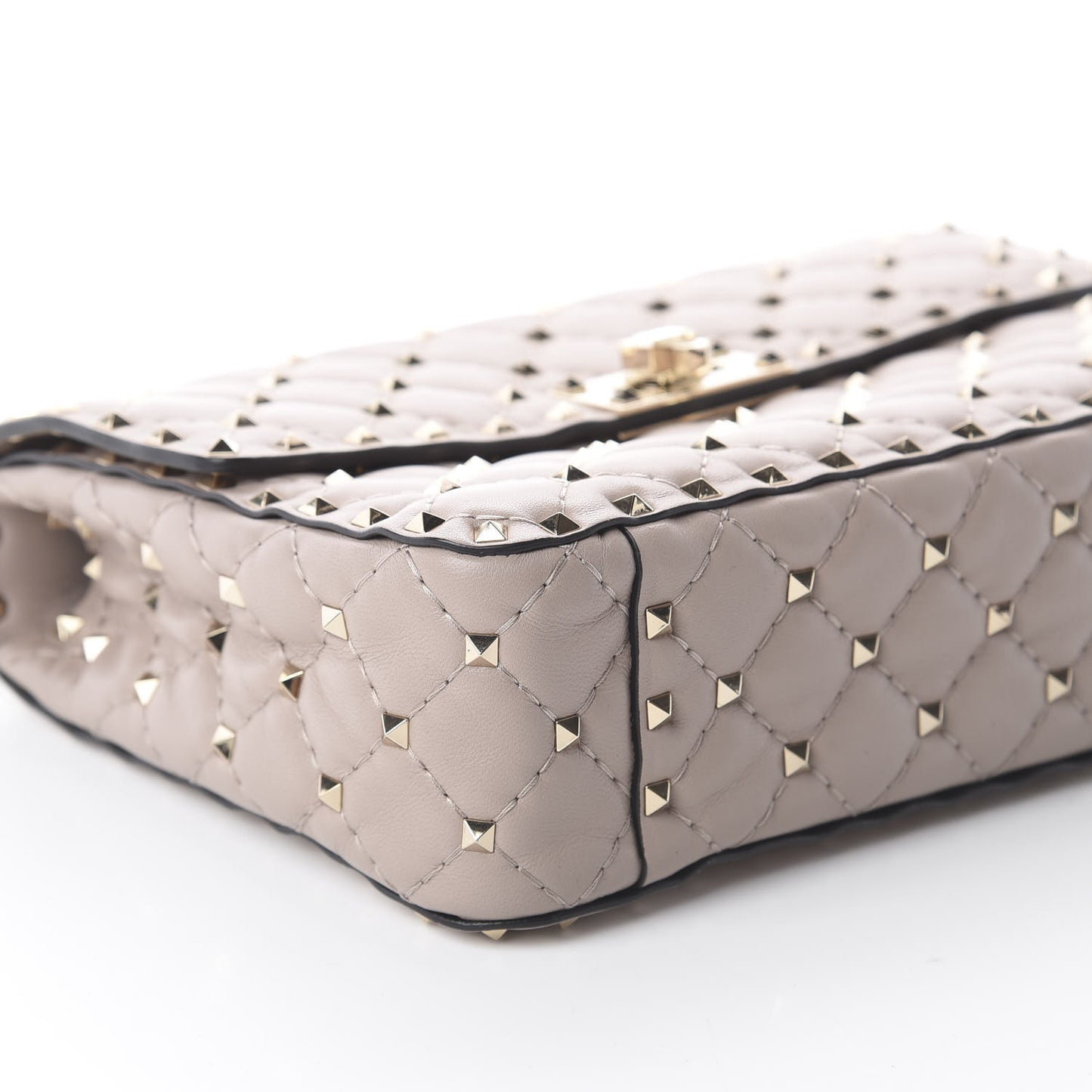 Lambskin Medium Rockstud Spike Shoulder Bag Poudre