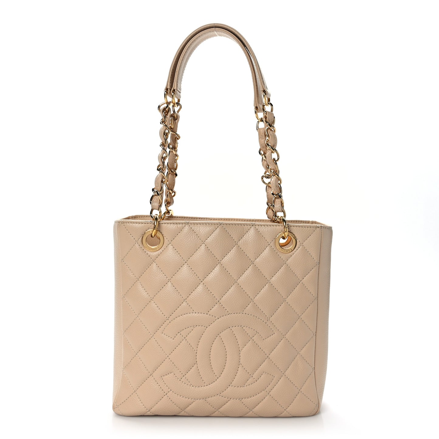 Caviar Quilted Petit Shopping Tote PST Beige Clair
