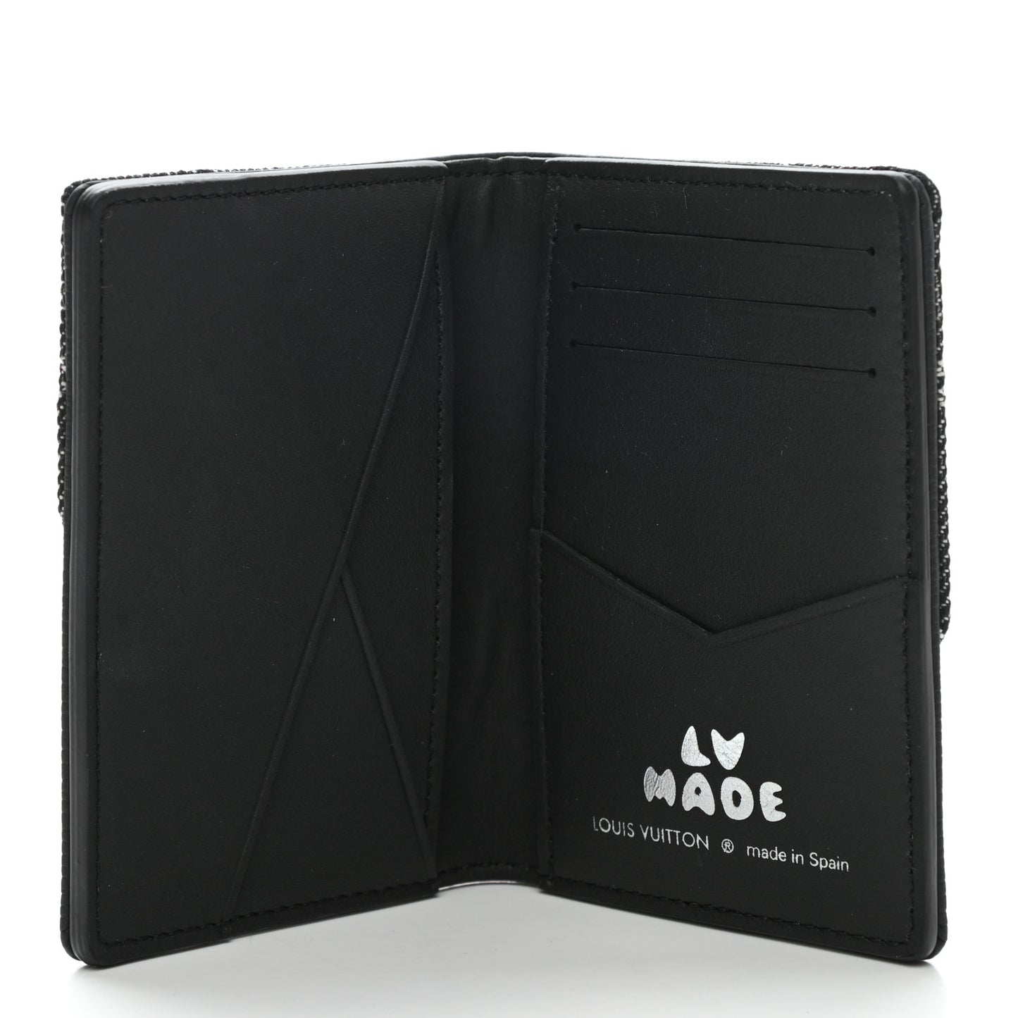 X NIGO Taurillon Monogram Denim Drip Pocket Organizer Black