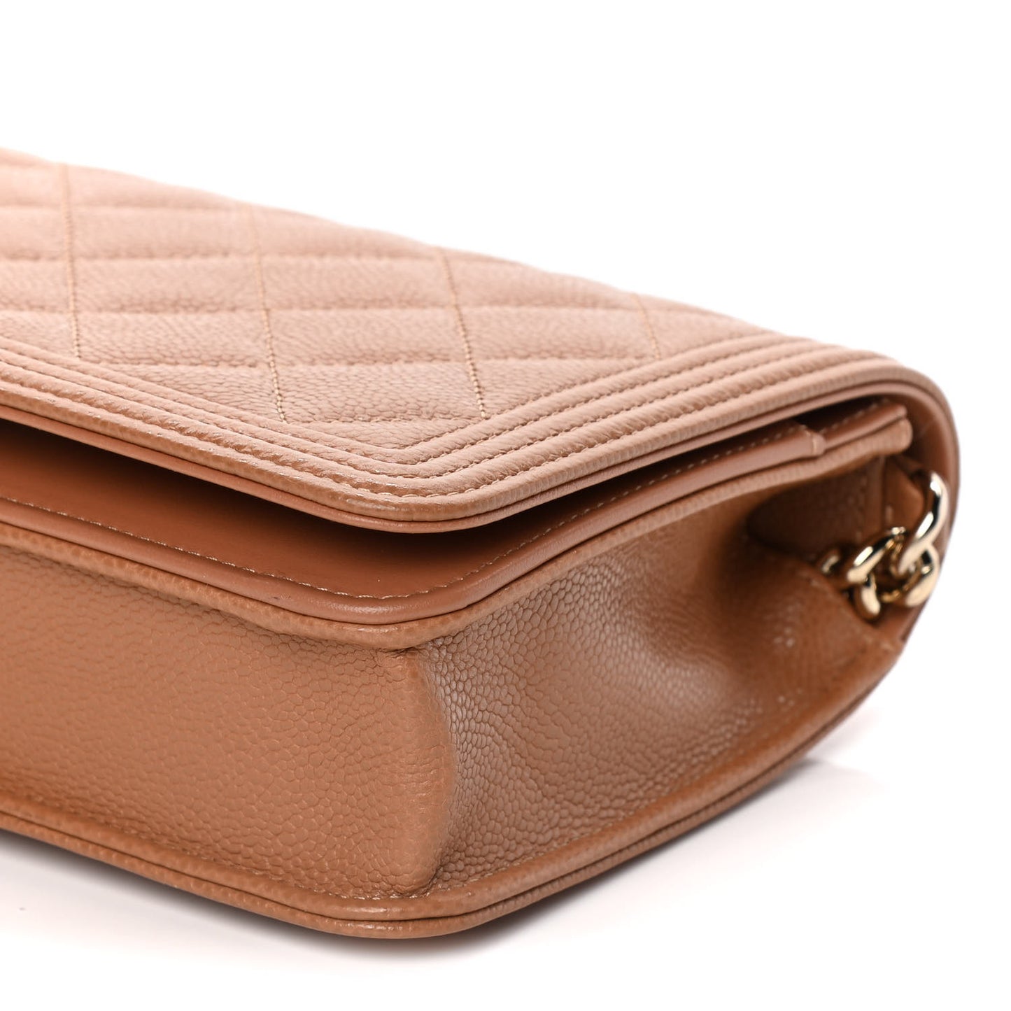 Caviar Quilted Boy Wallet On Chain WOC Brown