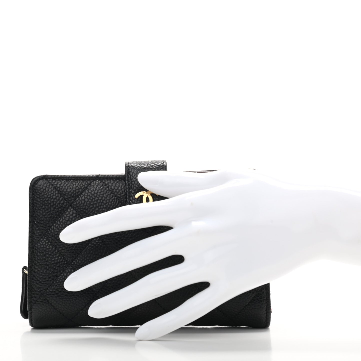 Caviar Quilted Zipped Pocket Wallet Black