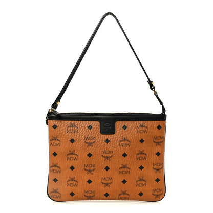 MCM Visetos Liz Shopper Tote Pouch Cognac Black 1 of 11