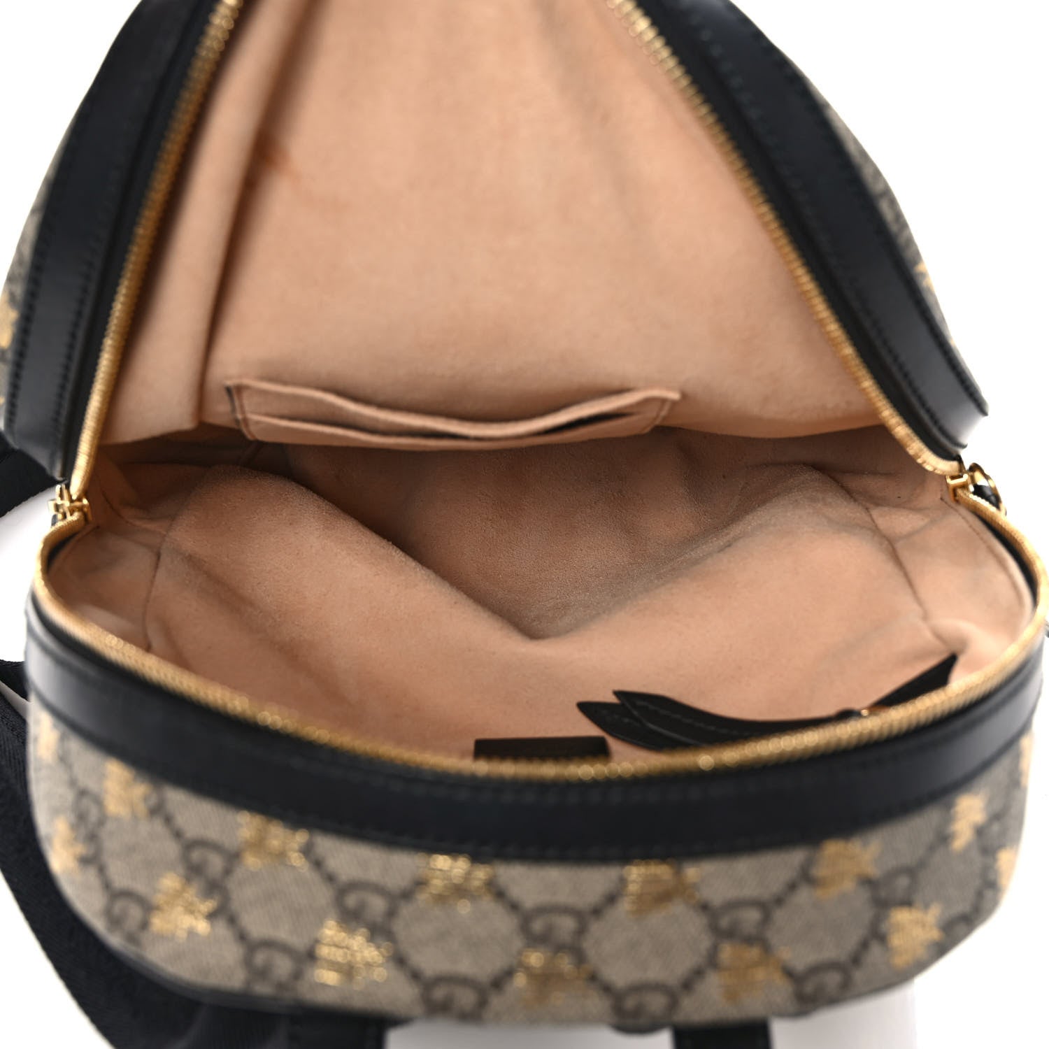 Gucci GG Supreme Monogram Bees Print Small Day Backpack Beige Oro Black 5 of 11