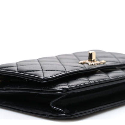 Chanel Lambskin Crystal Quilted Trendy CC Top Handle WOC Flap Bag Black 10 of 11