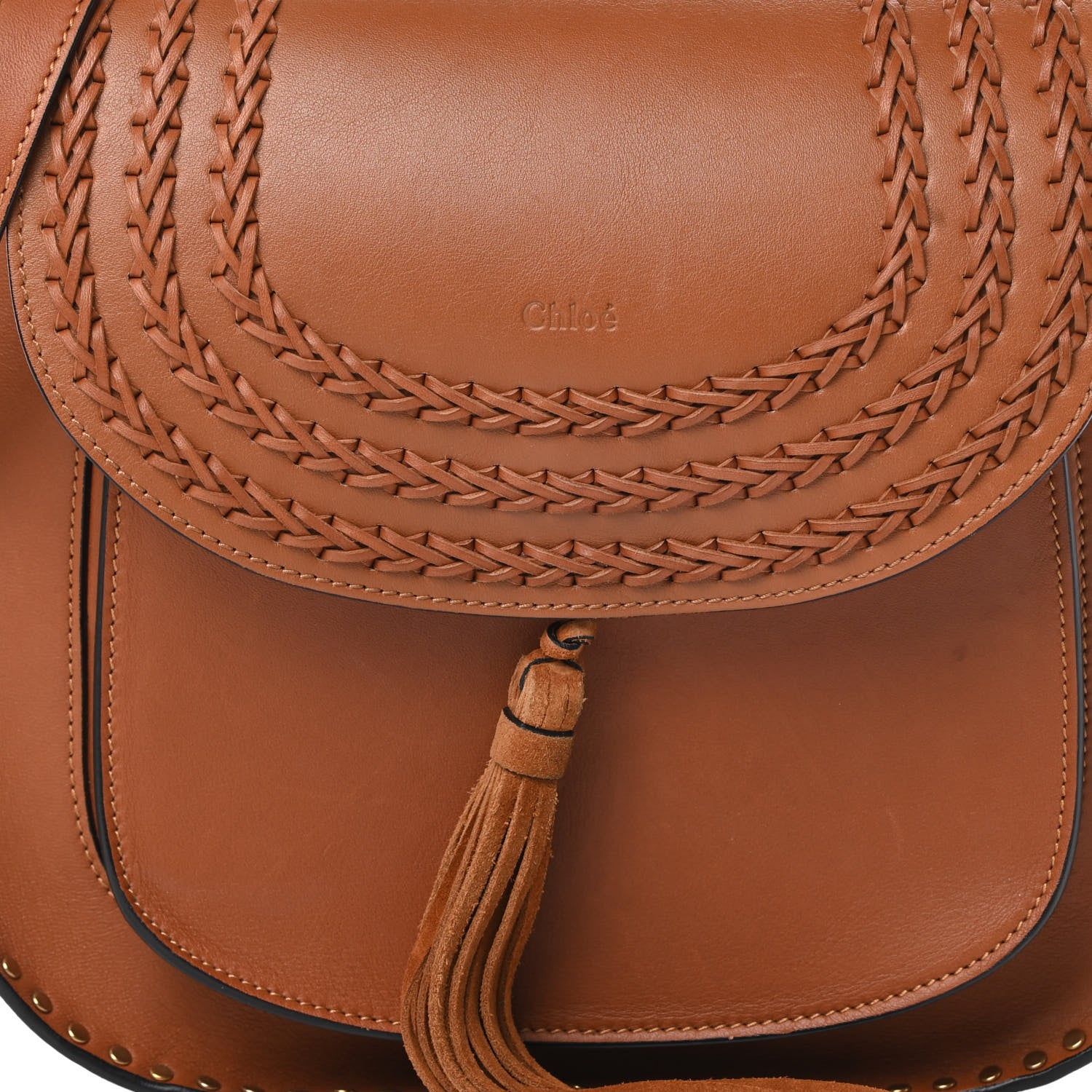 Chloe Calfskin Braided Medium Hudson Shoulder Bag Caramel 8 of 13