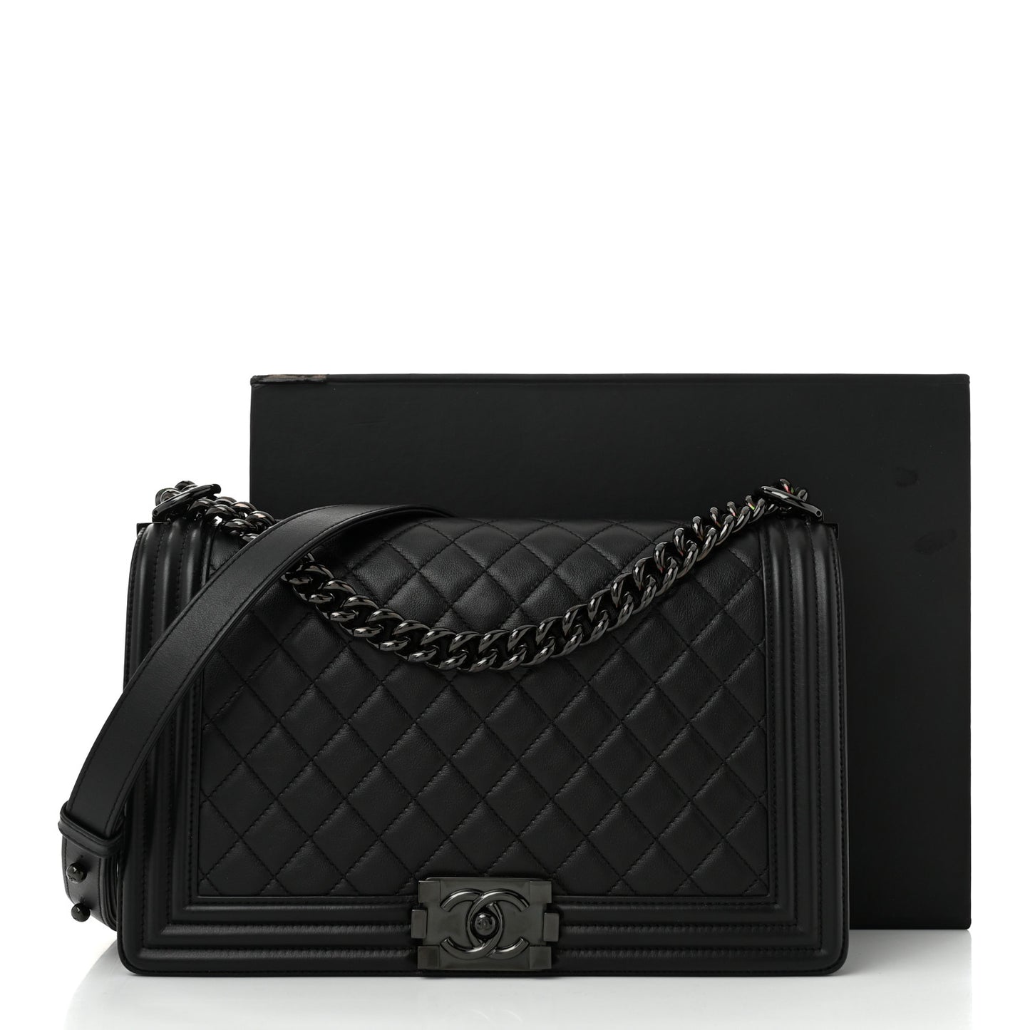 Calfskin Quilted New Medium Boy Flap So Black