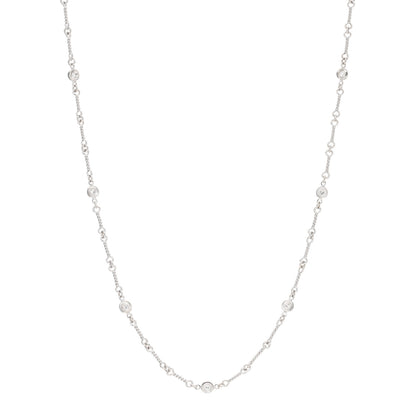 Roberto Coin 18K White Gold Diamond By the Inch Seven Station Dog Bone Necklace 1 of 3
