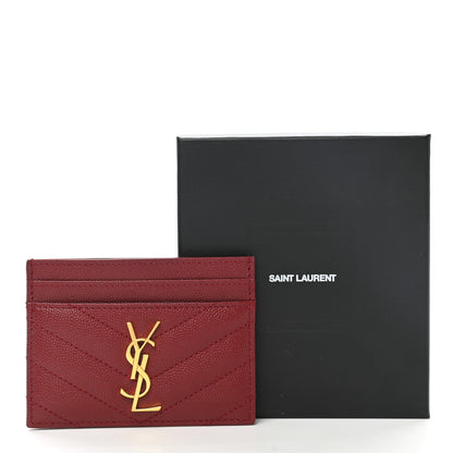 Saint Laurent Grain De Poudre Matelasse Chevron Monogram Credit Card Case Palissandre 8 of 8
