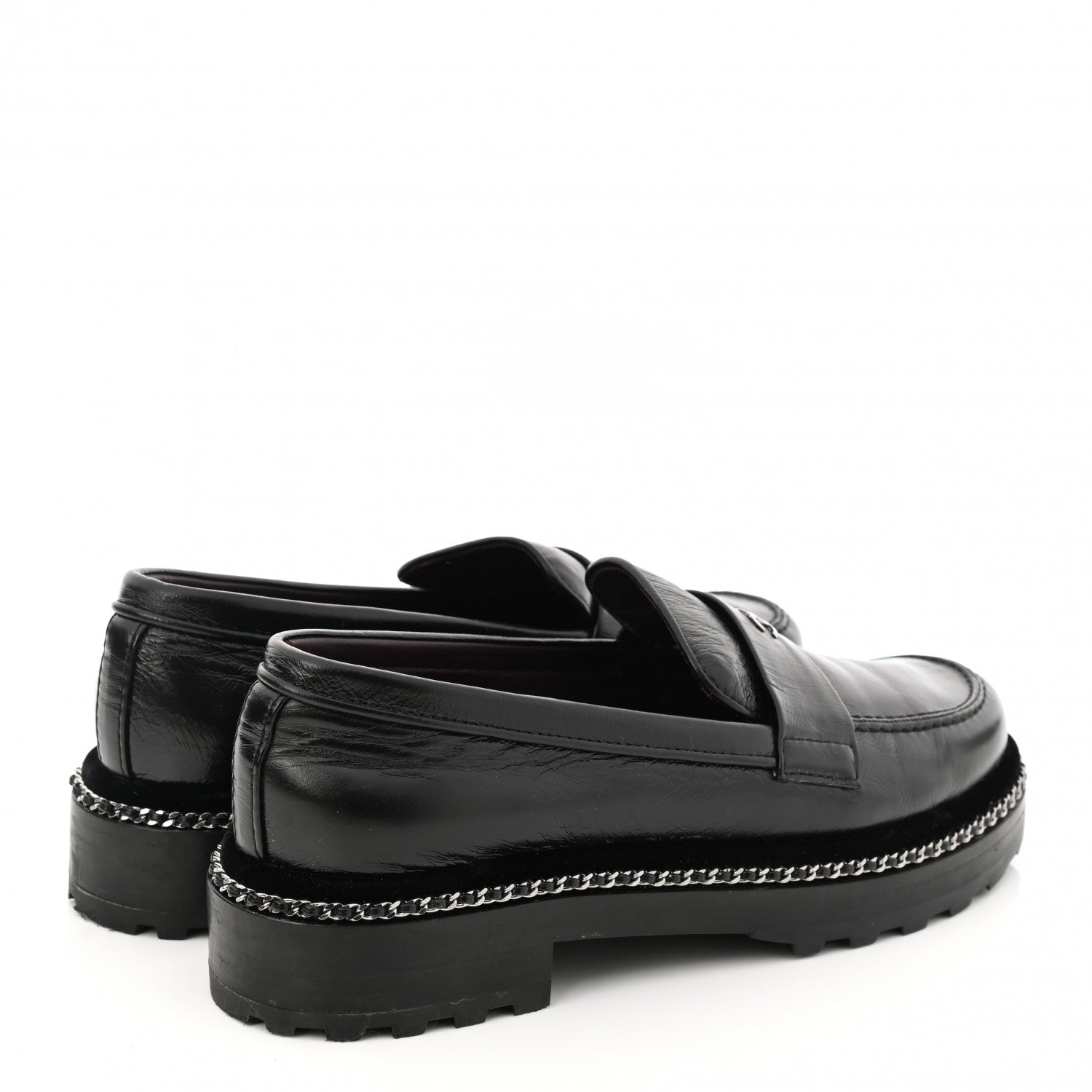 Chanel Crinkled Calfskin Velvet CC Chain Mocassin Loafers 38.5 Black 4 of 10