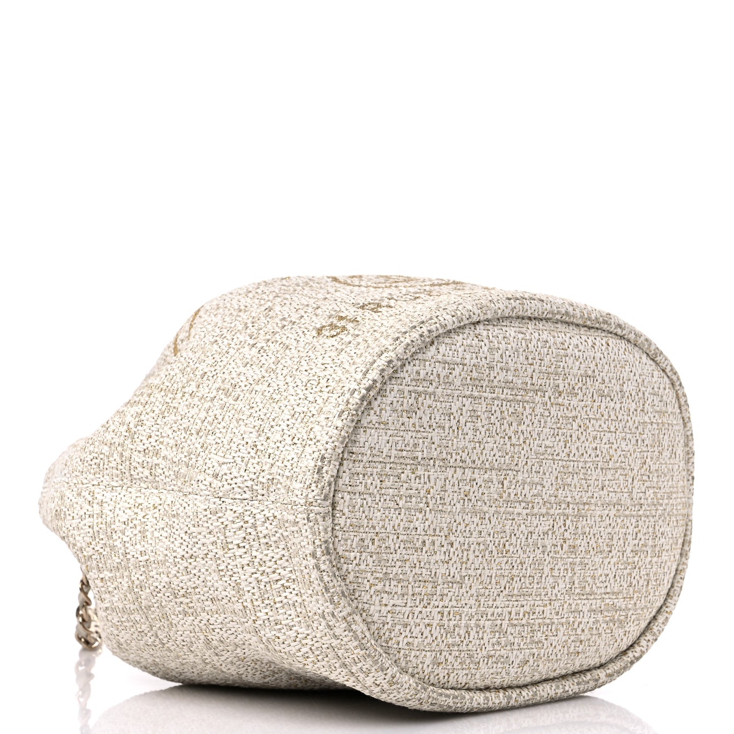 Lurex Boucle Deauville Drawstring Bucket Bag Ivory