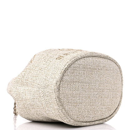 Chanel Lurex Boucle Deauville Drawstring Bucket Bag Ivory 4 of 12