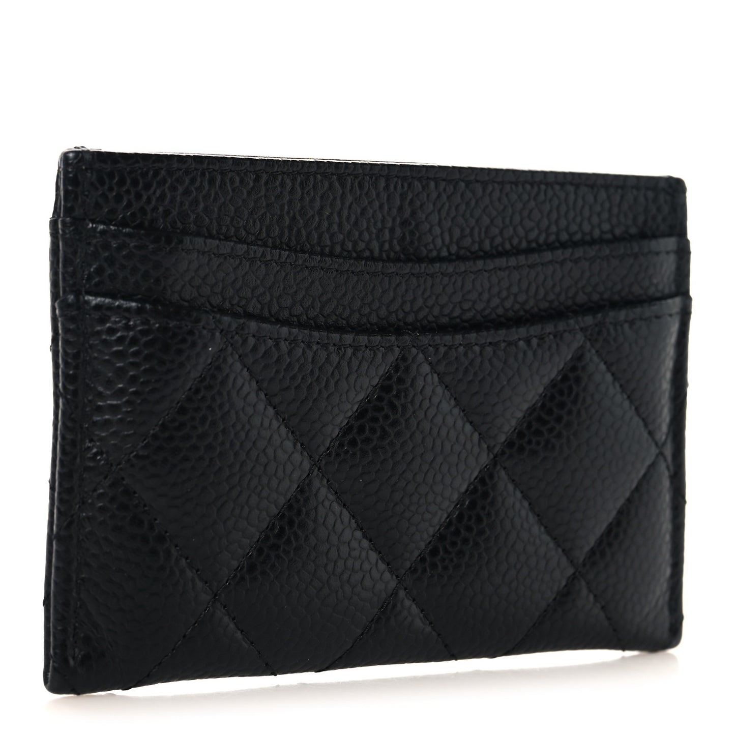 Caviar Quilted Card Holder Black
