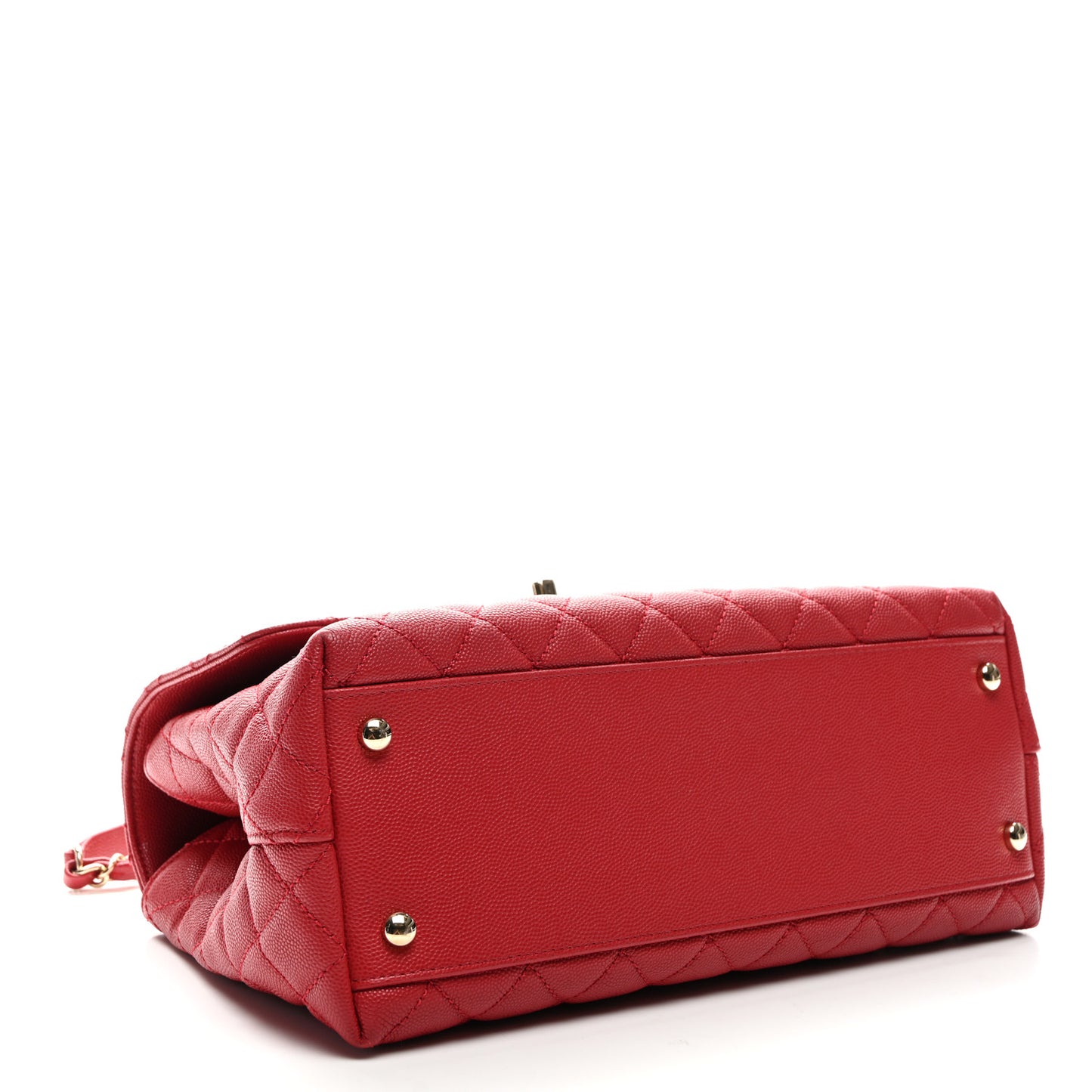 Caviar Lizard Embossed Quilted Small Coco Handle Flap Red