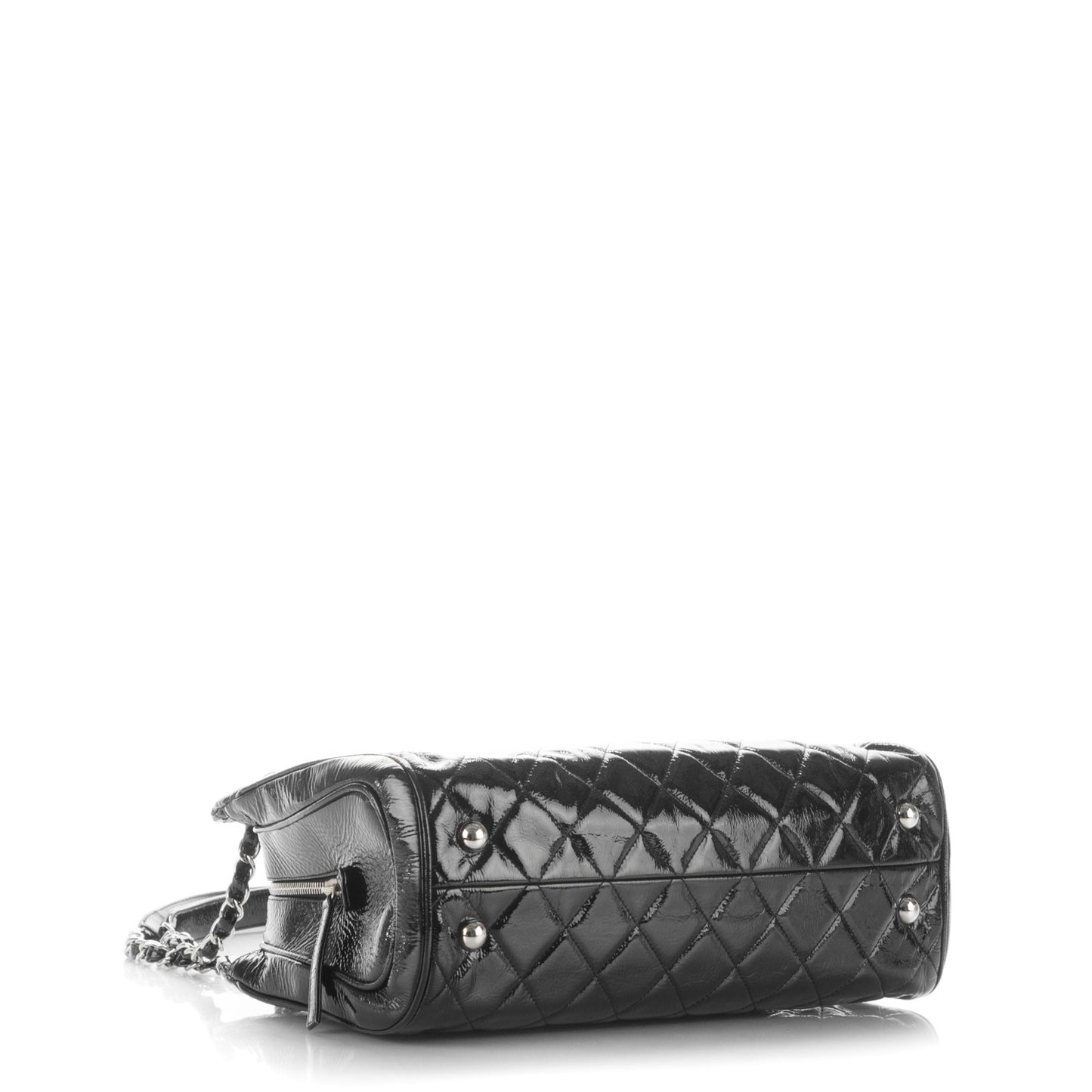 Patent Quilted Tote Black