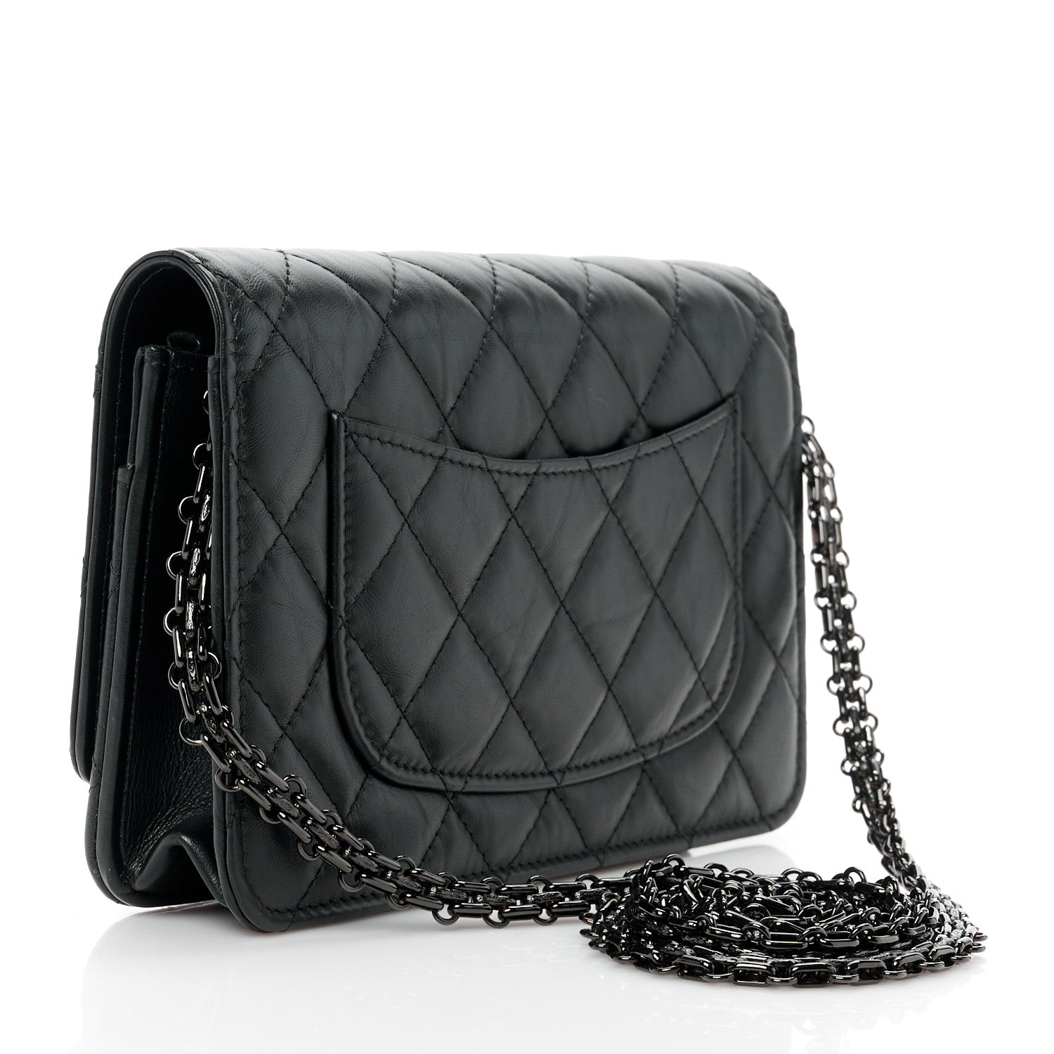 Chanel Aged Calfskin Quilted Reissue Wallet On Chain WOC So Black 3 of 13