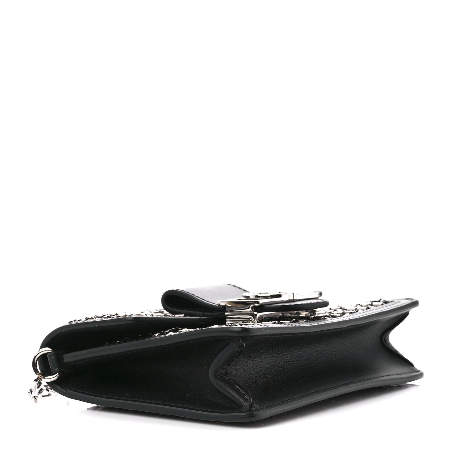 Tweed Sequin Dauphine Minaudiere Black