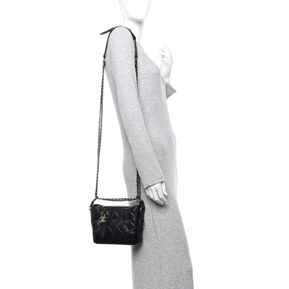 Chanel Aged Calfskin Quilted Small Gabrielle Hobo Black 2 of 13