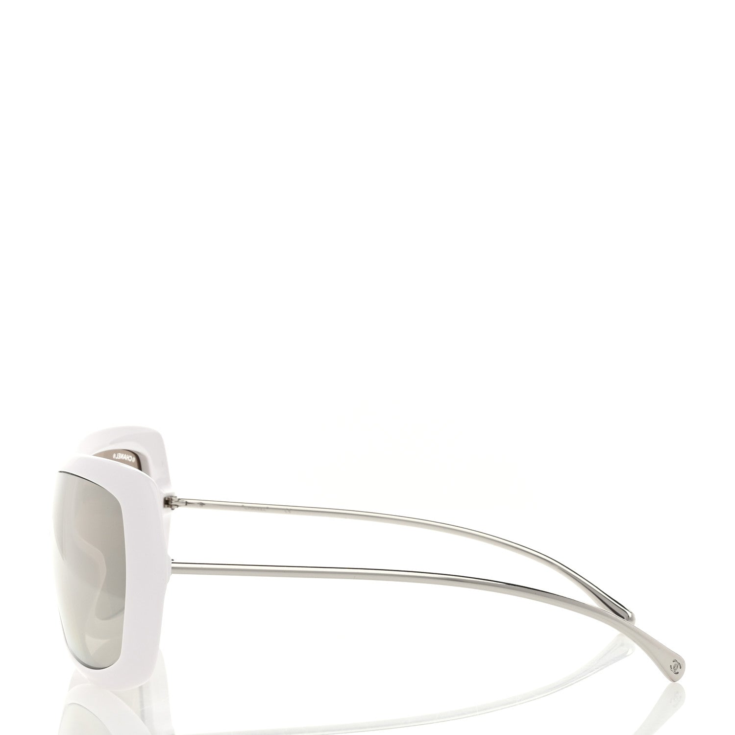 Chanel Acetate Metal Shield Sunglasses 71336A White 3 of 8