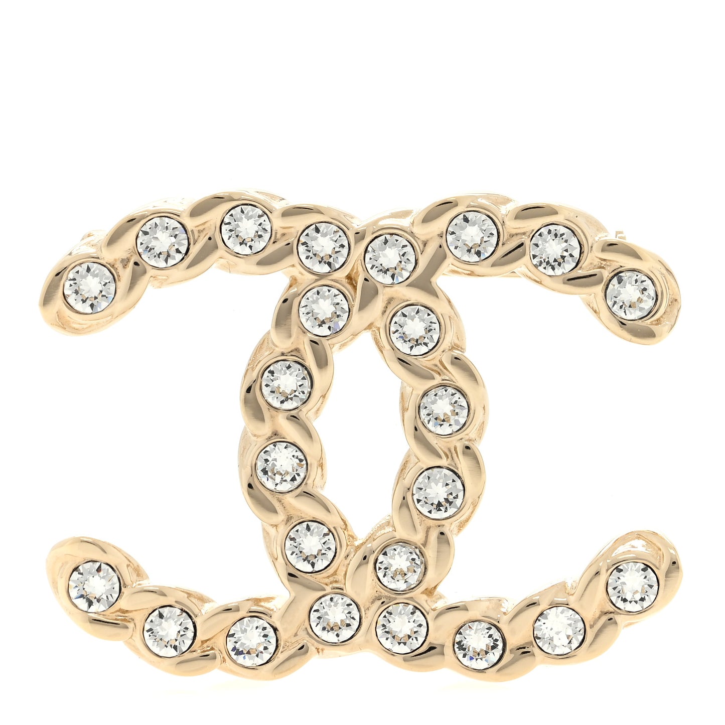 Crystal CC Brooch Light Gold