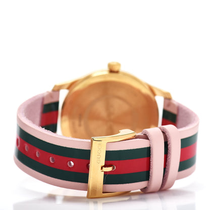 Gucci Stainless Steel Calfskin 38mm G-Timeless Stripe Web Quartz Watch Pink 4 of 5