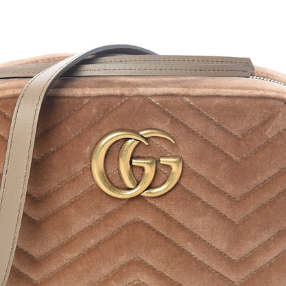 Gucci Velvet Matelasse Small GG Marmont Chain Shoulder Bag Taupe 8 of 10