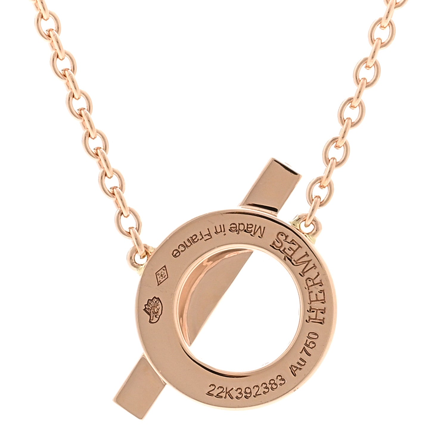 Hermes 18K Rose Gold Diamond Finesse Pendant Necklace 4 of 6