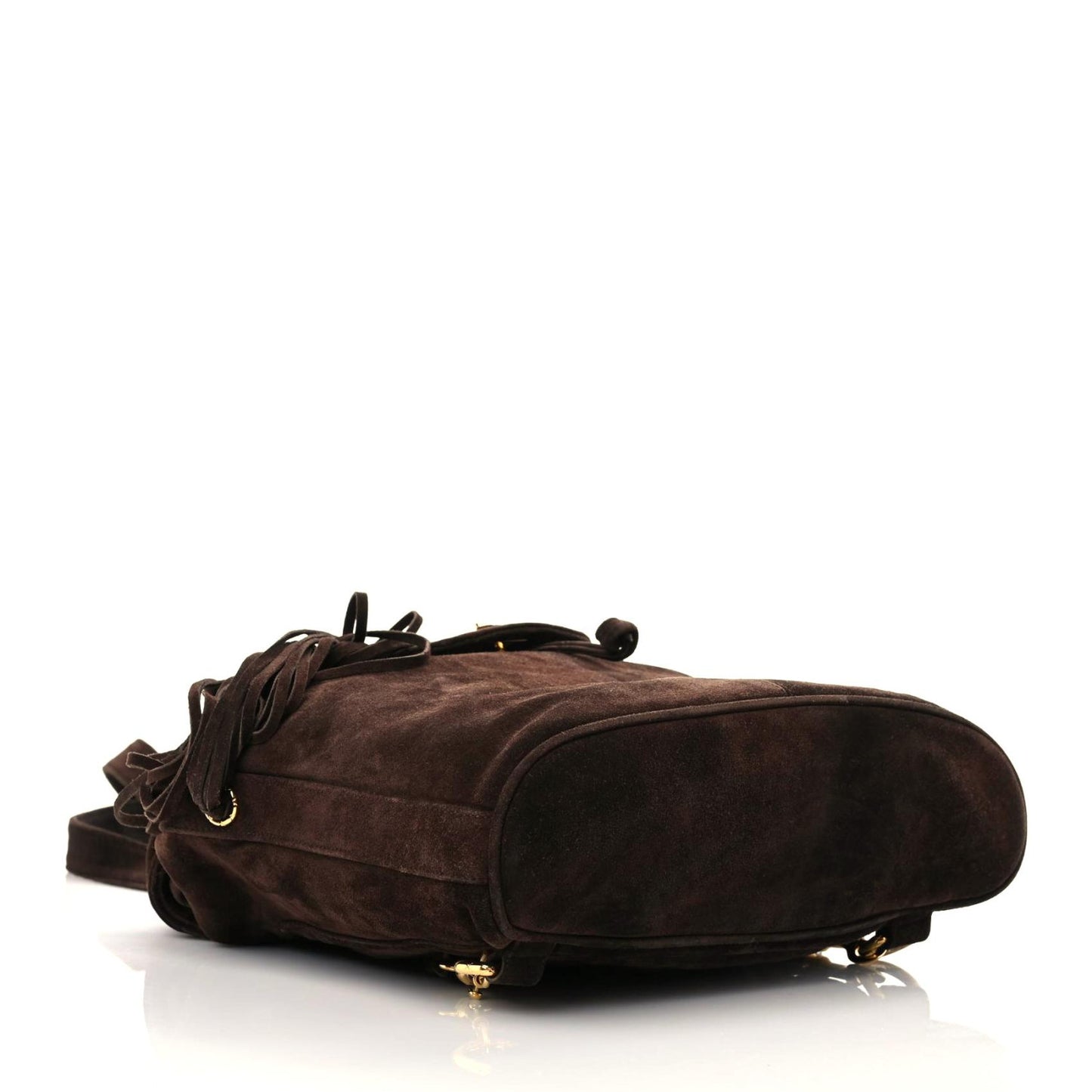 Suede CC Drawstring Backpack Brown