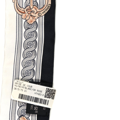 Hermes Silk Bride De Cour Twilly Black White Or Rose 3 of 3