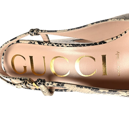 Gucci Calfskin Snakeskin Print Horsebit Platform 35/120mm Slingback Pumps 36 Beige Avana 7 of 8