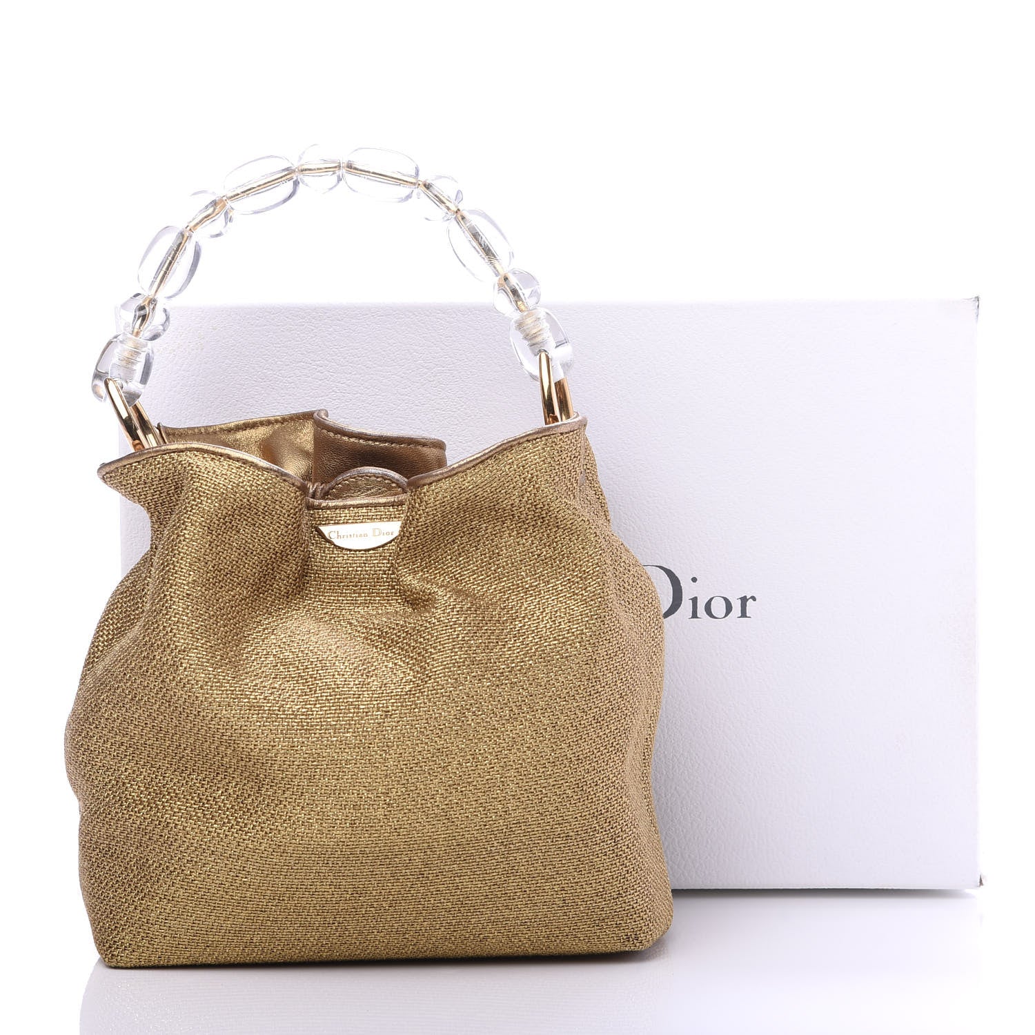 Christian Dior Metallic Canvas Maris Pearl Beaded Mini Tote Gold 11 of 11