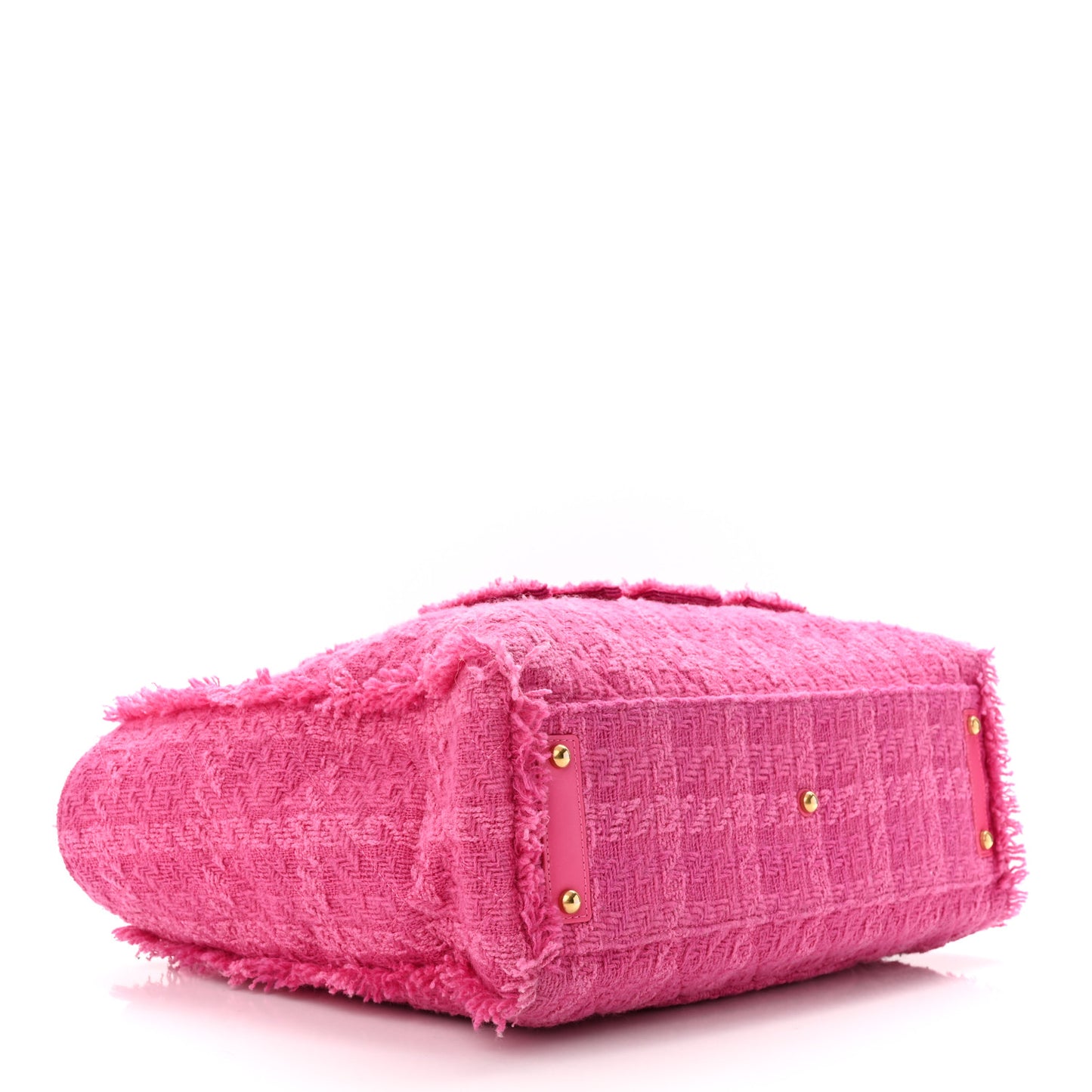 Wool Tweed Large Zipped Shopping Tote Pink