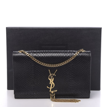 Saint Laurent Snakeskin Medium Classic Monogram Kate Tassel Satchel Black 10 of 10