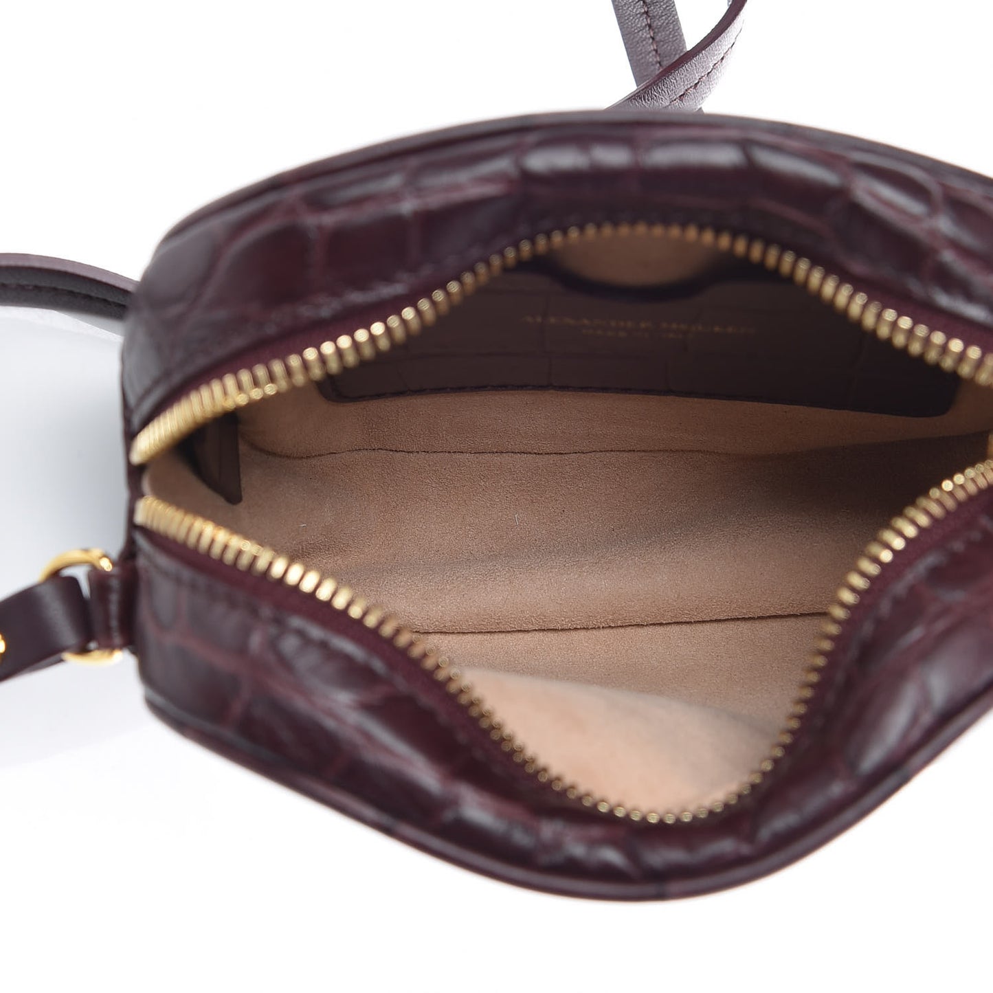 Calfskin Crocodile Embossed Mini Camera Shoulder Bag Bordeaux