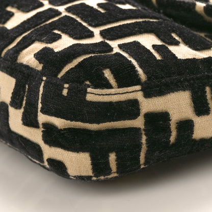 Fendi Velvet Snakeskin FF Baguette Black White 9 of 10