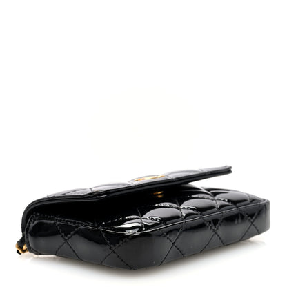 Chanel Patent Enamel Quilted Coco Hearts Clutch With Chain Black 4 of 11