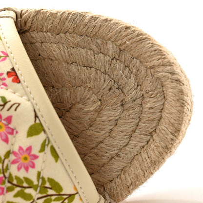 Gucci Nappa Matelasse Diagonal Floral Print GG Marmont Pilar Espadrille Slide Sandals 39 Ivory Pink 9 of 11