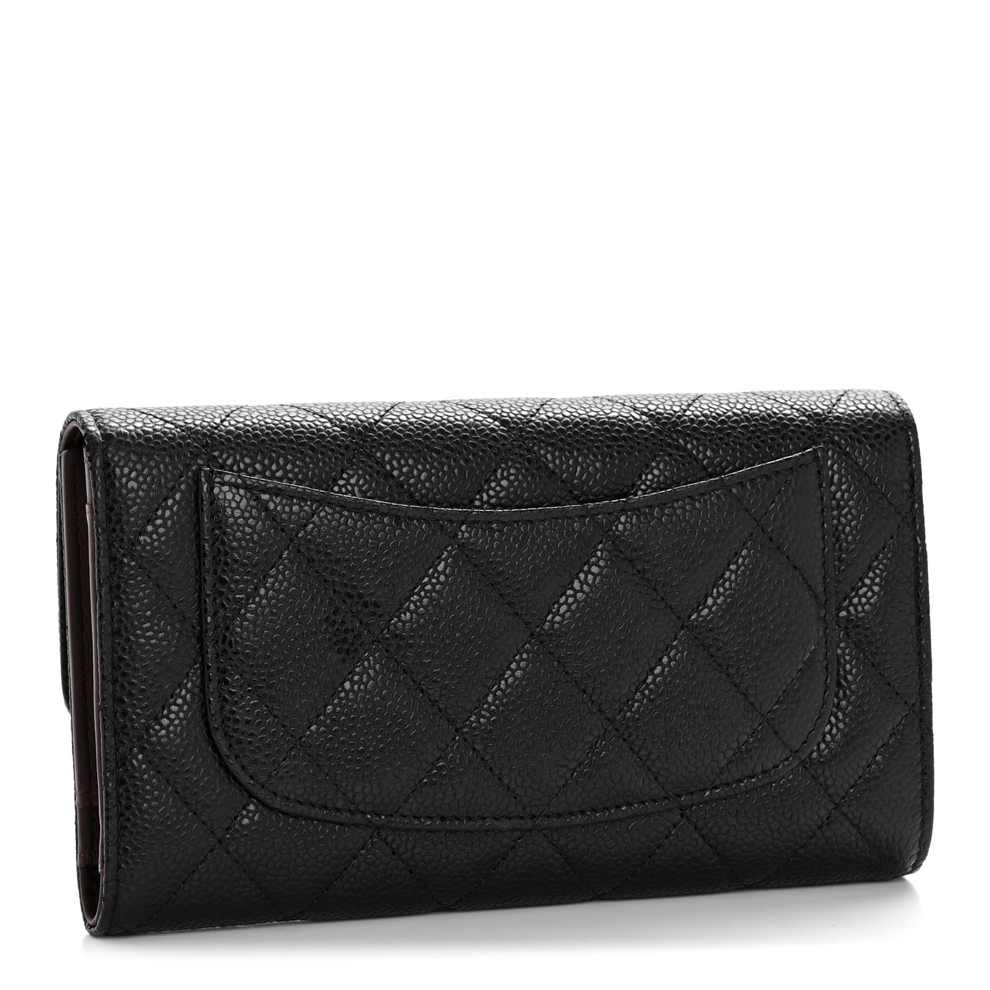 Caviar Quilted Large Flap Wallet Black