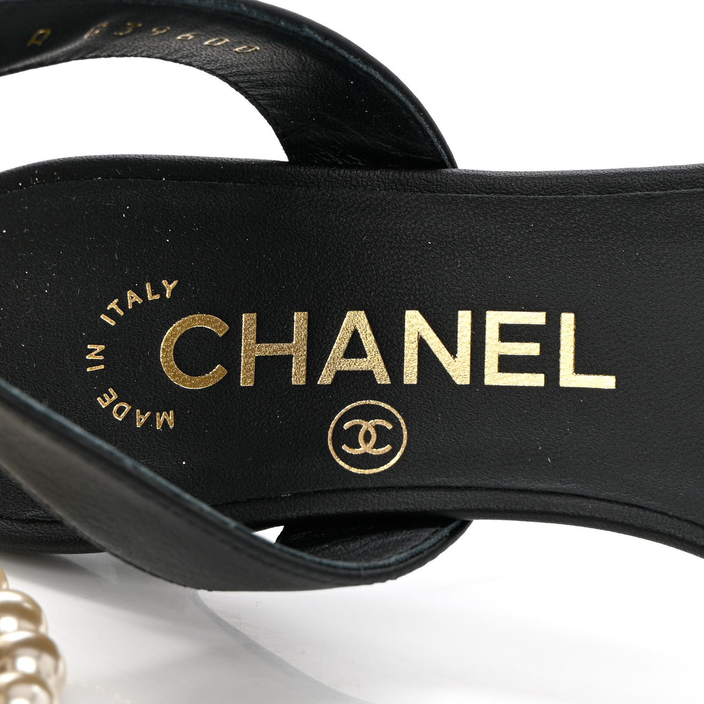 Calfskin Pearl Sandals 35 Black