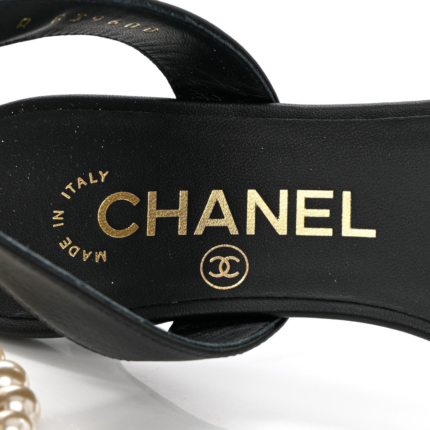 Chanel Calfskin Pearl Sandals 35 Black 7 of 11