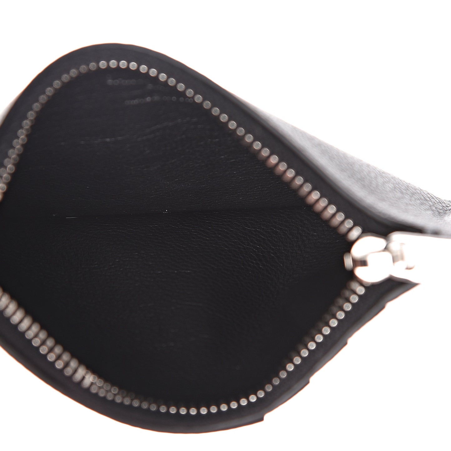 Grained Calfskin 5 Fragments Zip Pouch Card Holder Black