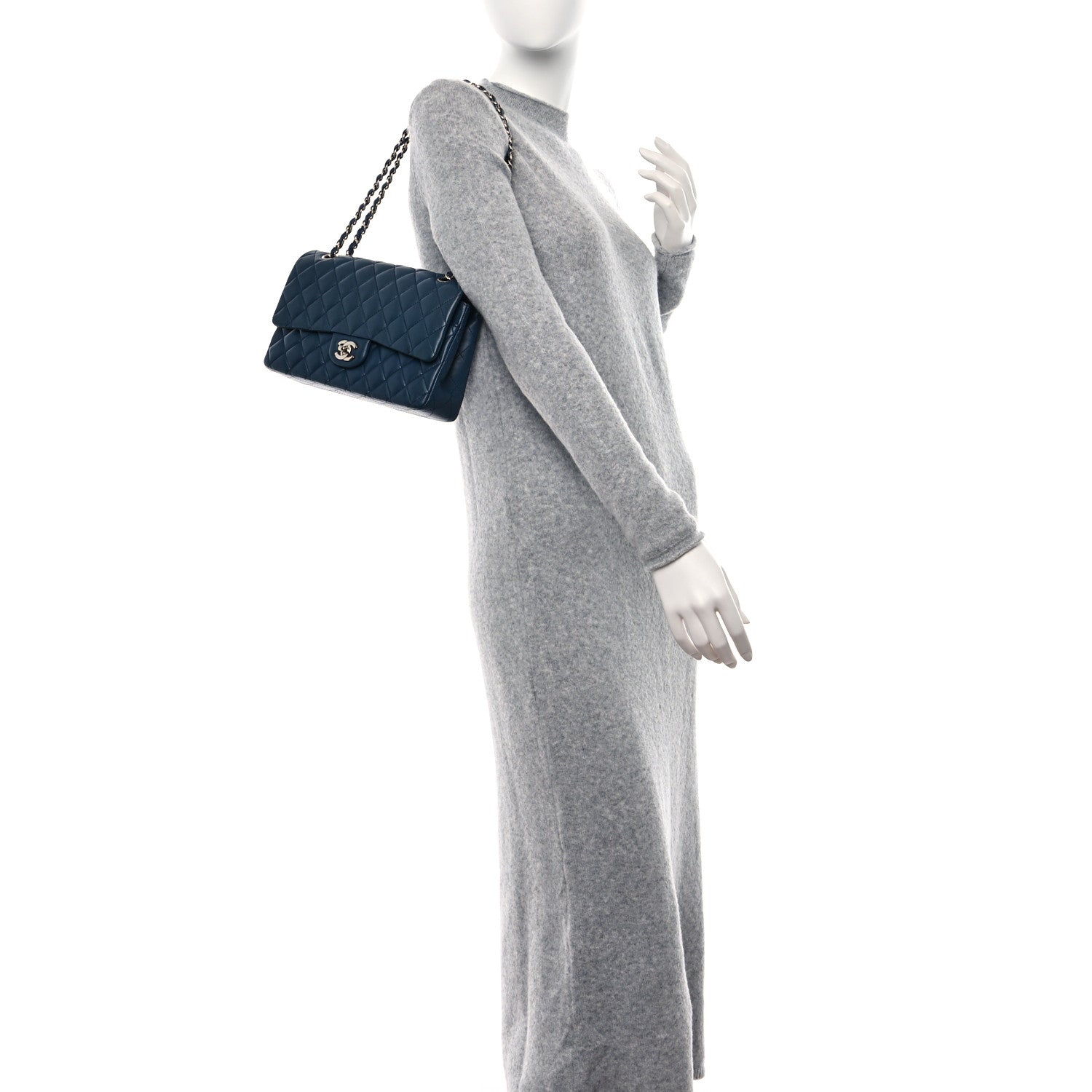 Chanel Lambskin Quilted Medium Double Flap Dark Blue 2 of 9
